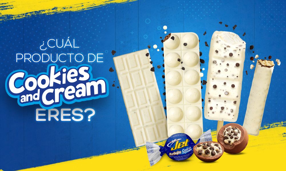 ¿Cuál producto Cookies & Cream eres? Chocolates Jet