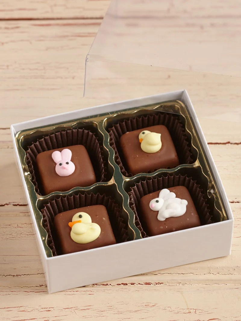 Easter Caramels 4 pc box Custom, Handmade Chocolates & Gifts by