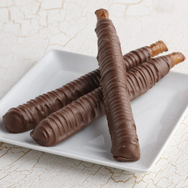 Chocolate Caramel Pretzel Rods Custom, Handmade Chocolates & Gifts by