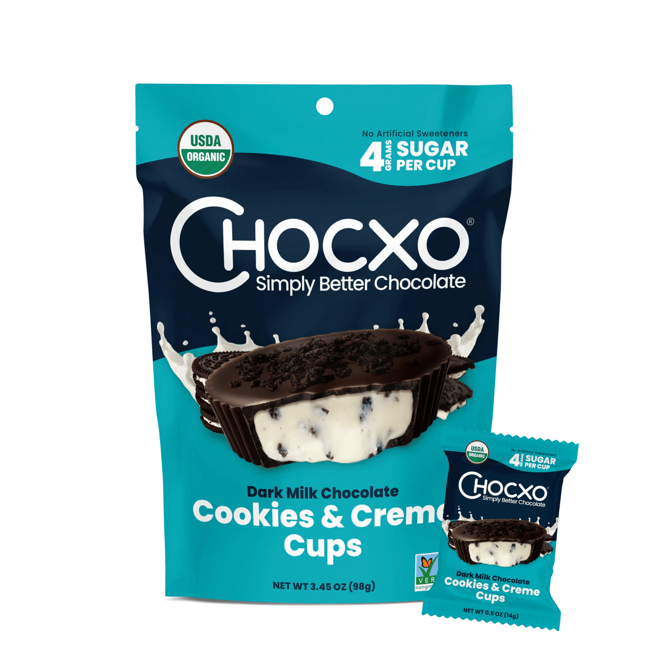 Dark Milk Chocolate Cookies & Creme Cups Chocxo