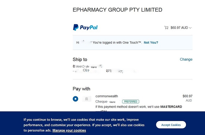 'We use cookies' notification on Paypal payment window Scams Community