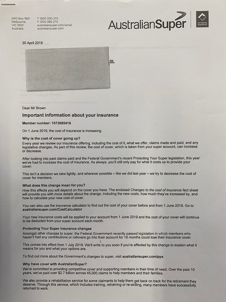 Superannuation Fund letters communicating legislative changes Request