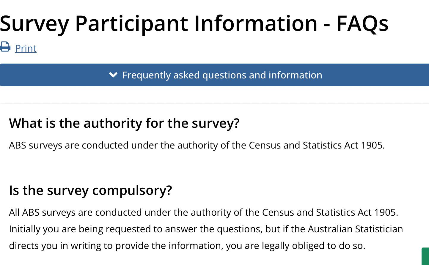 Compulsory (non Census) ABS surveys objection Digital Privacy