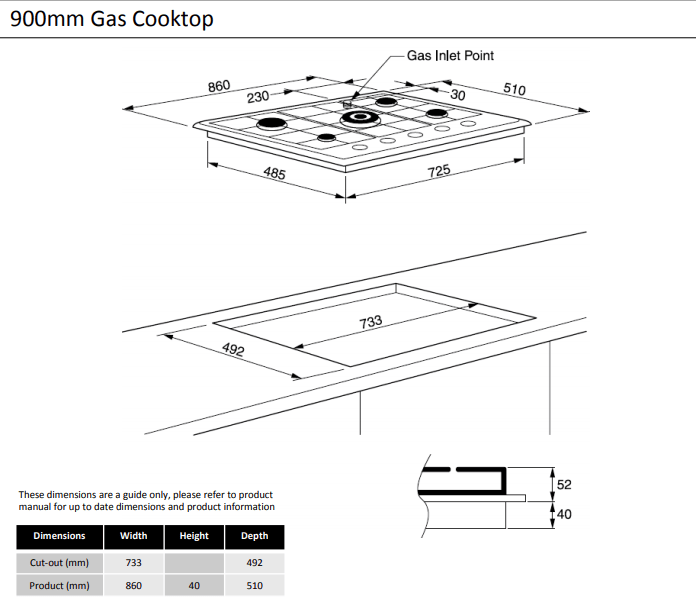 900MM SS 5 BURNER GAS COOKTOP Choice Supplies