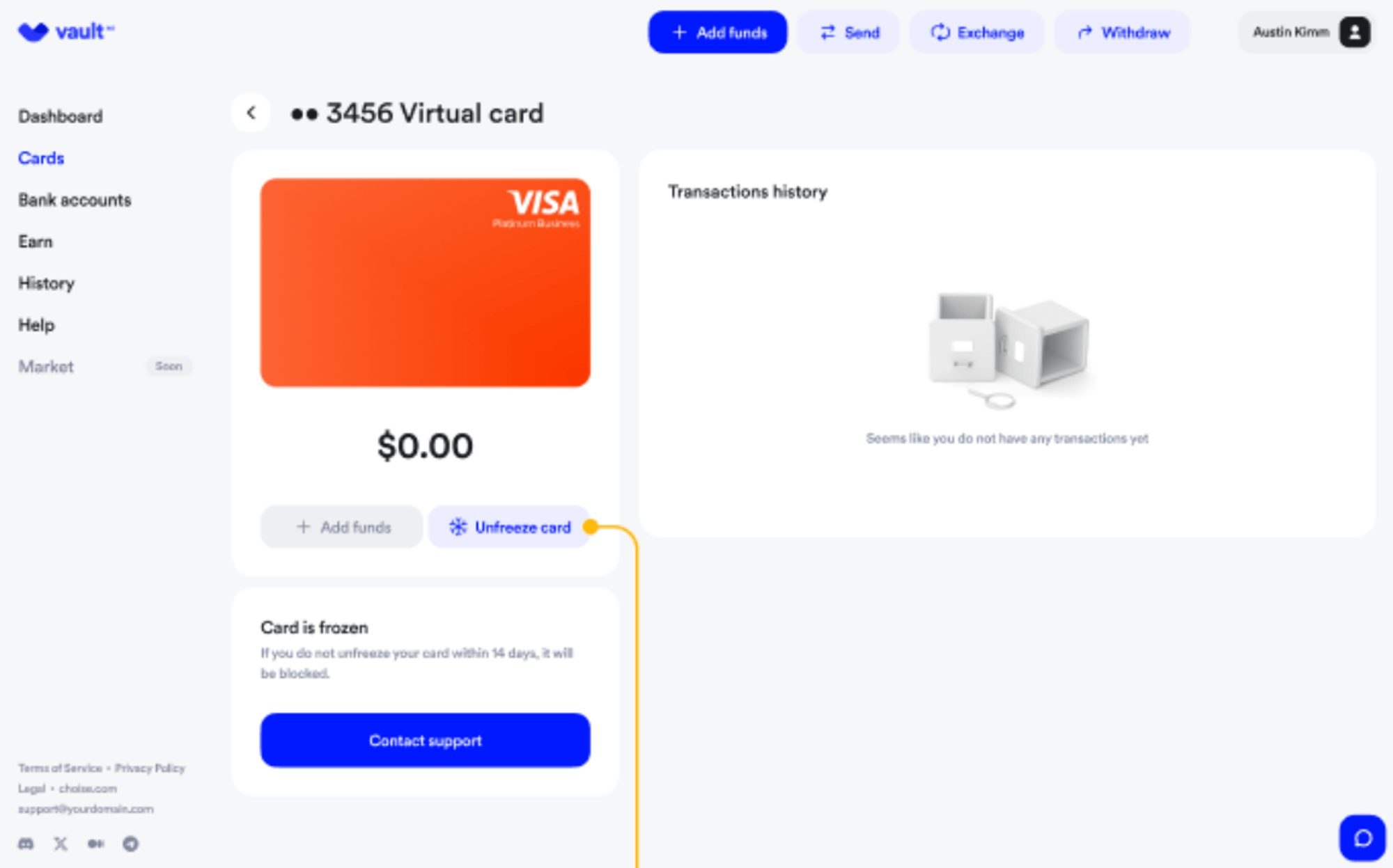How to freeze my Visa Platinum Card? Crypterium Help
