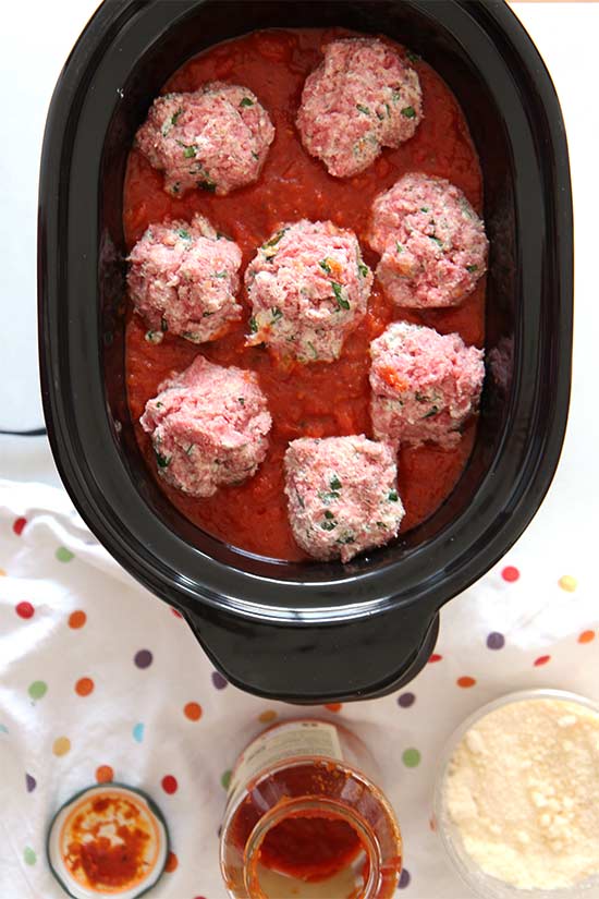Slow Cooker Cheesy Meatballs Chop Happy