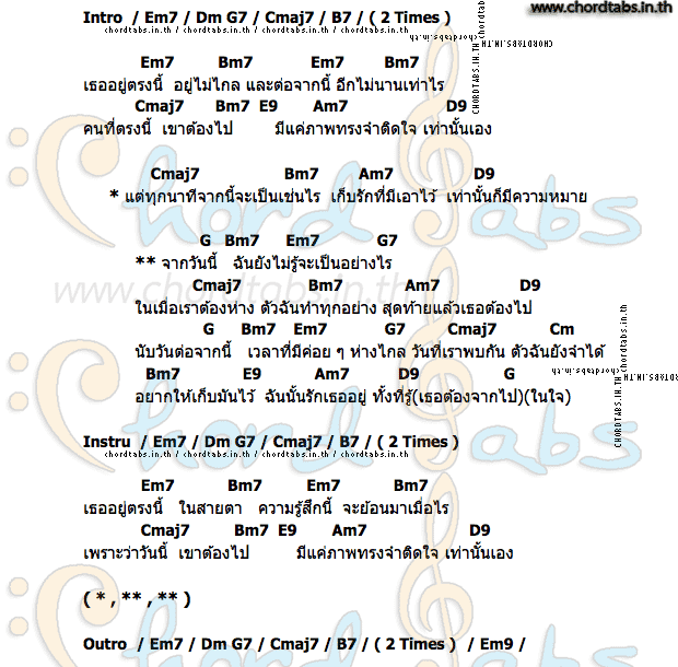 คอร์ดกีต้าร์ สุดท้ายแล้วเธอต้องไป Tattoo Colour chordtabs.in.th