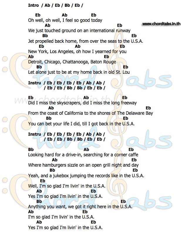 Back_In_The_USAคอร์ด คอร์ด Back_In_The_USA Chuck Berry