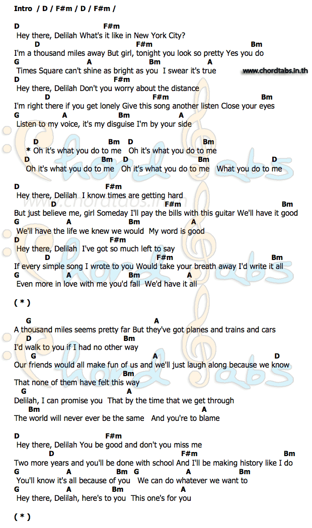 Hey There Delilah Chords Chart Hot Sex Picture