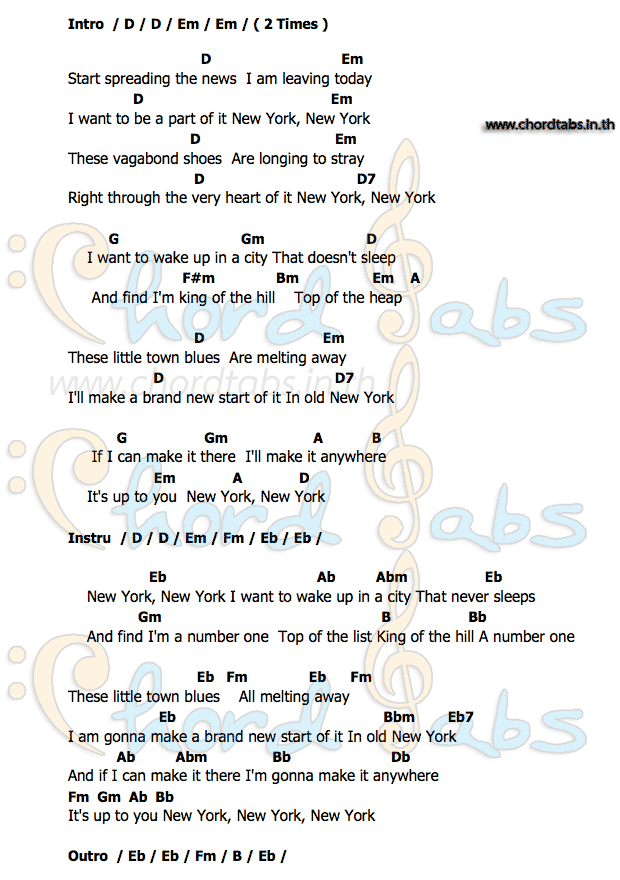 Theme_from_New_York_New_Yorkคอร์ด คอร์ด Theme_from_New_York_New_York