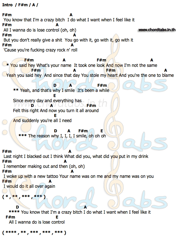 Smileคอร์ด คอร์ด Smile Avril Lavigne