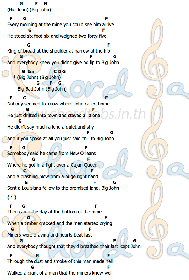 Big_Bad_Johnคอร์ด คอร์ด Big_Bad_John Jimmy Dean