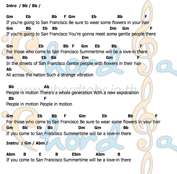 San_Francisco_(Be_Sure_to_Wear_Flowers_in_Your_Hair)คอร์ดอูคูเลเล่ ค