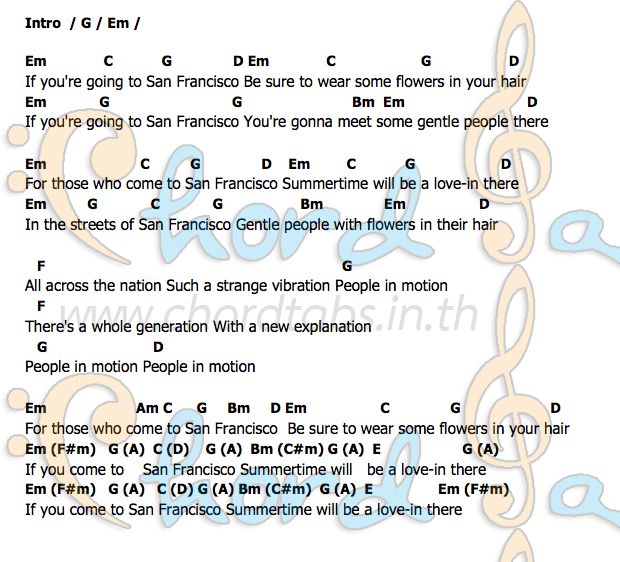 San_Francisco_(Be_Sure_to_Wear_Flowers_in_Your_Hair)คอร์ดอูคูเลเล่ ค