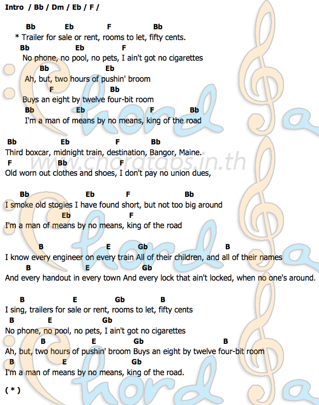 King of the Roadคอร์ดอูคูเลเล่ คอร์ดอูคูเลเล่ King of the Road Roger