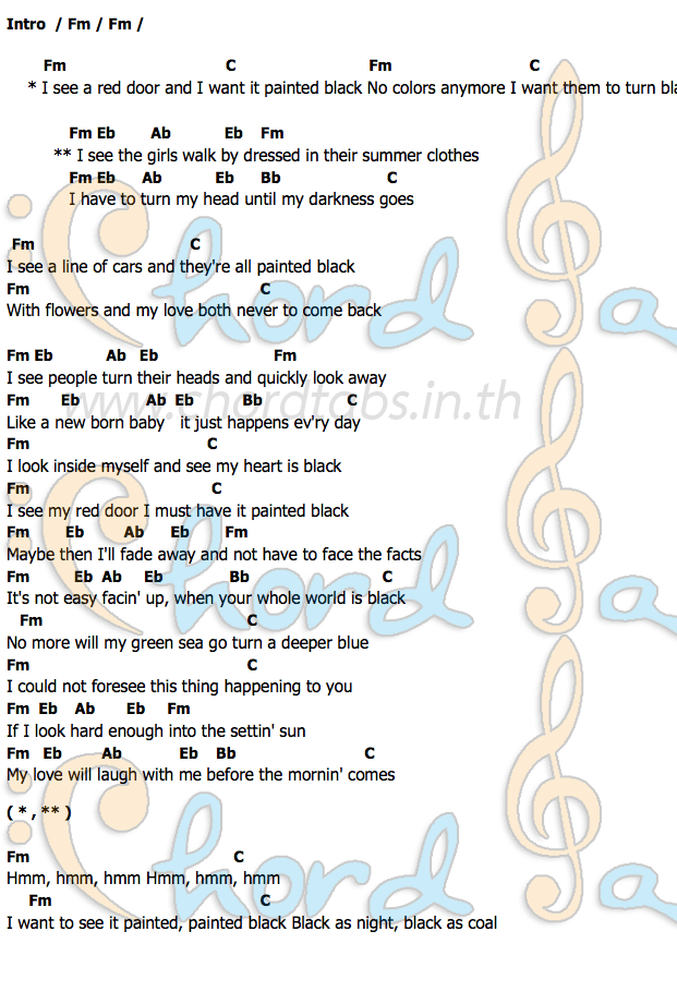 Paint It Blackคอร์ด คอร์ด Paint It Black The Rolling Stones