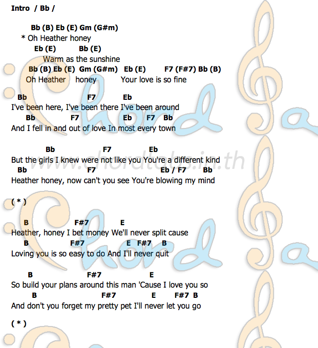 Heather Honeyคอร์ด คอร์ด Heather Honey Tommy Roe