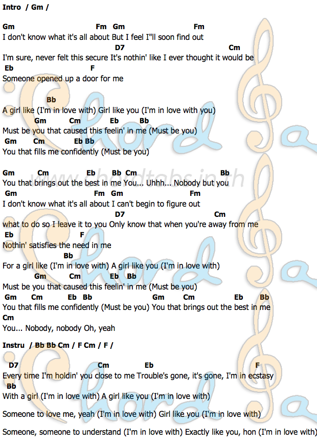 A Girl Like Youคอร์ด คอร์ด A Girl Like You The Rascals