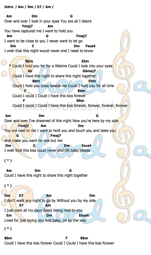 Could I Have This Kiss Foreverคอร์ด คอร์ด Could I Have This Kiss