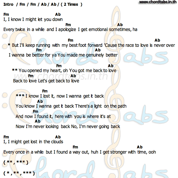 Back To Loveคอร์ด คอร์ด Back To Love Chris Brown