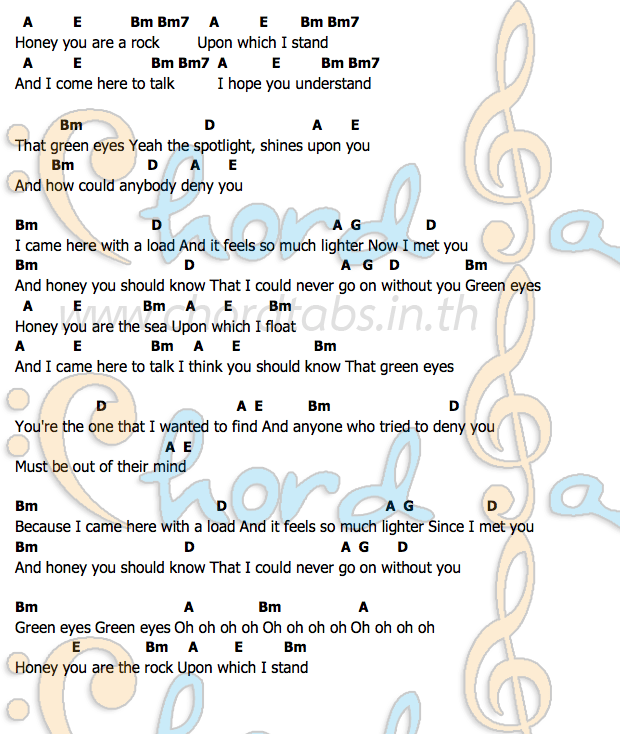 Coldplay Green Eyes Guitar Chords