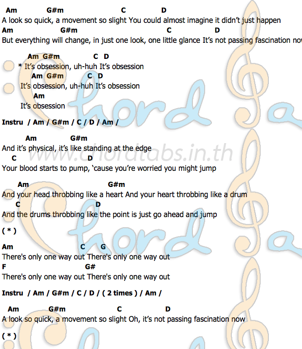Obsessionคอร์ด คอร์ด Obsession OK Go