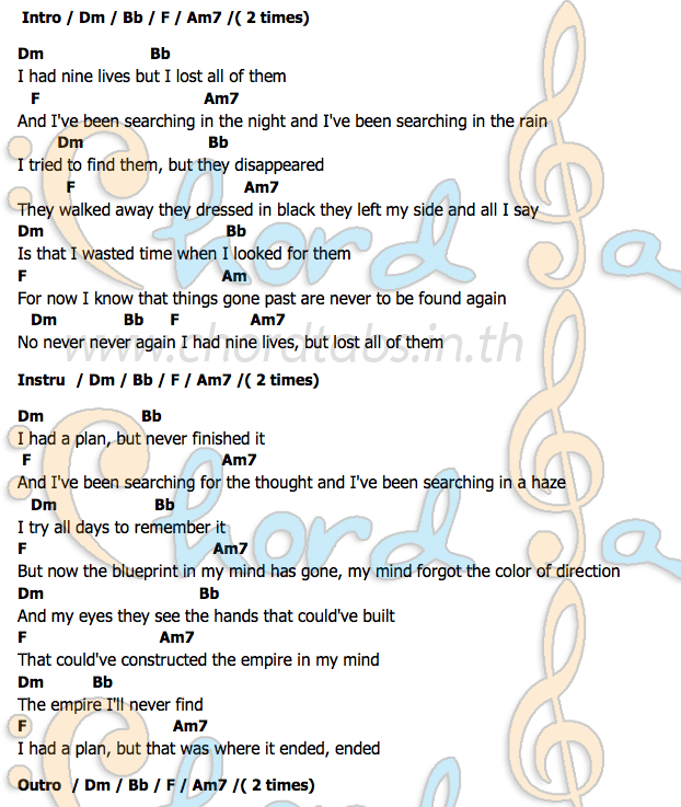 The Lost Songคอร์ด คอร์ด The Lost Song The Cat Empire