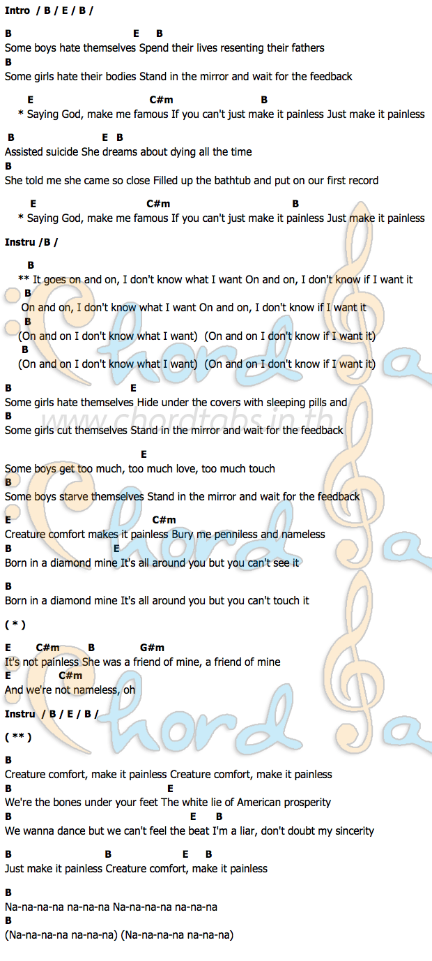 Creature Comfortคอร์ด คอร์ด Creature Comfort Arcade Fire