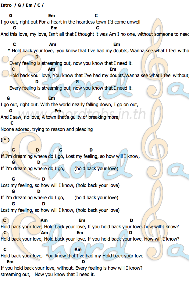 Hold Back Your Loveคอร์ด คอร์ด Hold Back Your Love White Lies