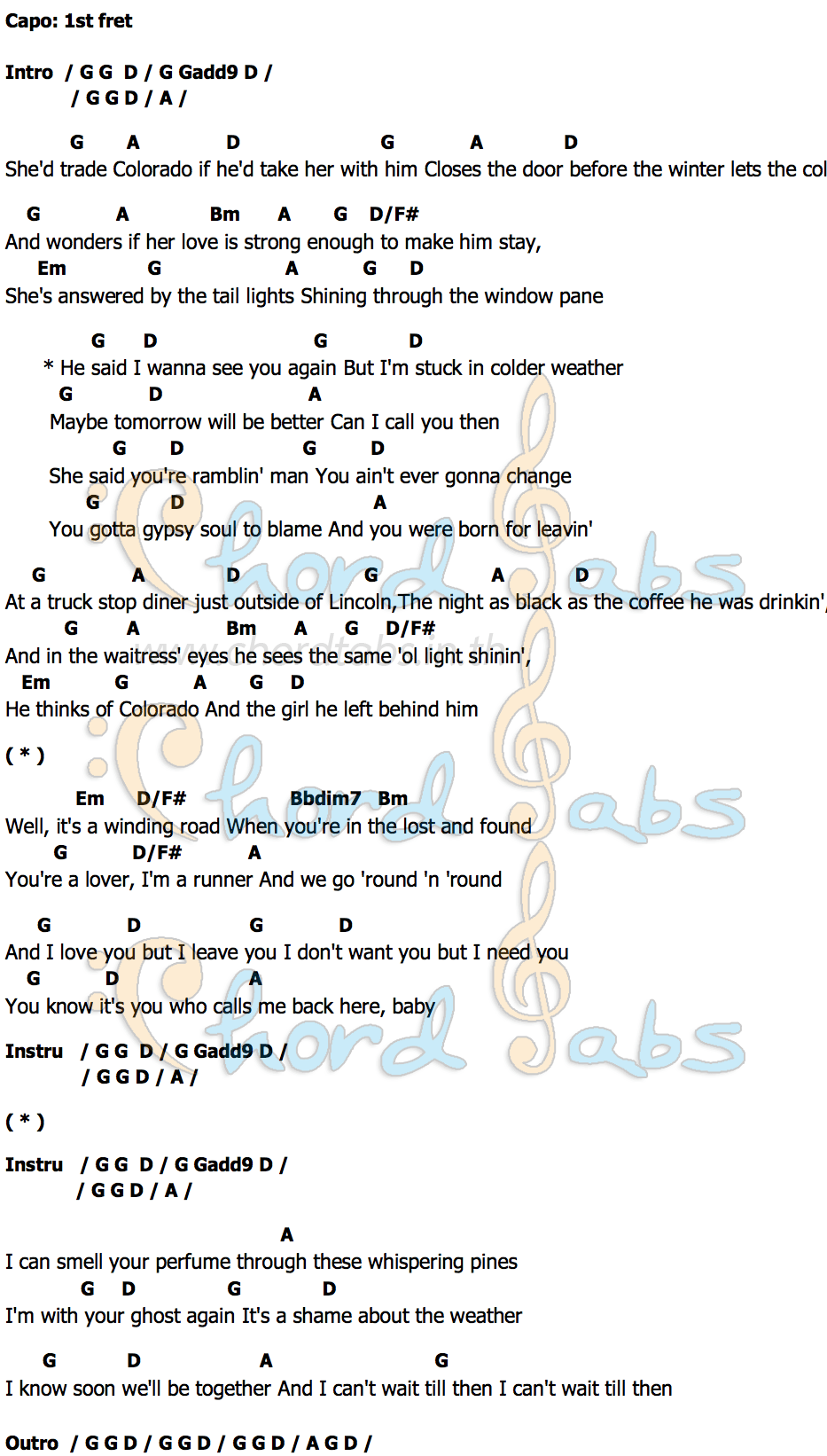 Colder Weatherคอร์ด คอร์ด Colder Weather Zac Brown Band