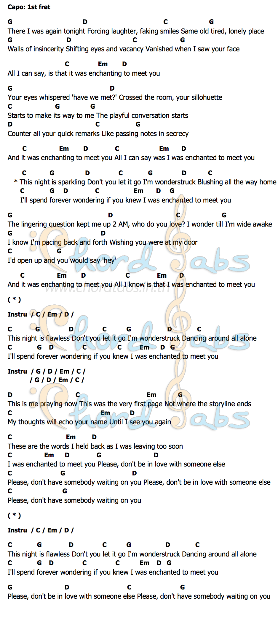 Enchanted Taylor Swift Guitar Chords
