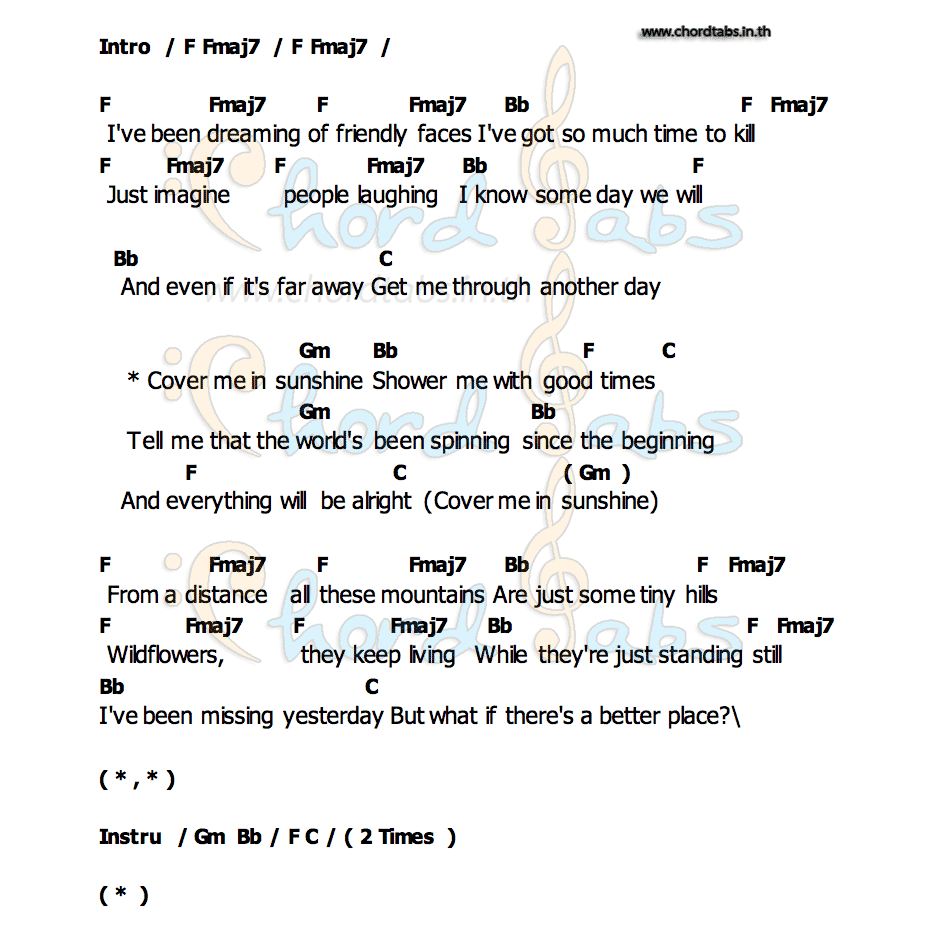 Cover Me In Sunshineคอร์ดอูคูเลเล่ คอร์ดอูคูเลเล่ Cover Me In Sunshine P!nk Willow Sage Hart