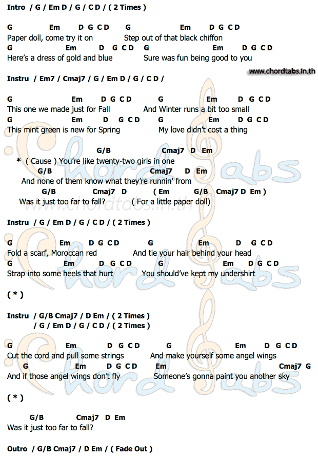 Paperdollคอร์ด คอร์ด Paperdoll John Mayer