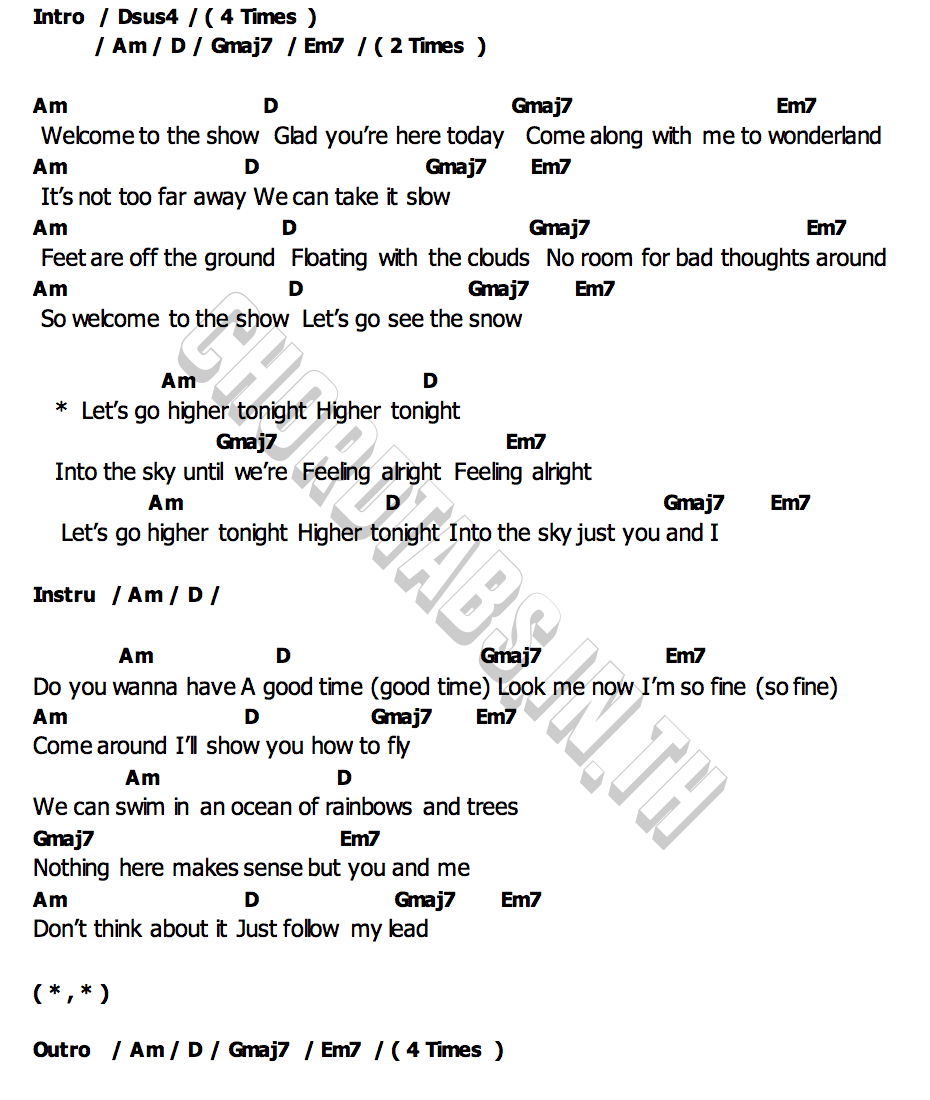 Go Higherคอร์ด คอร์ด Go Higher HYBS