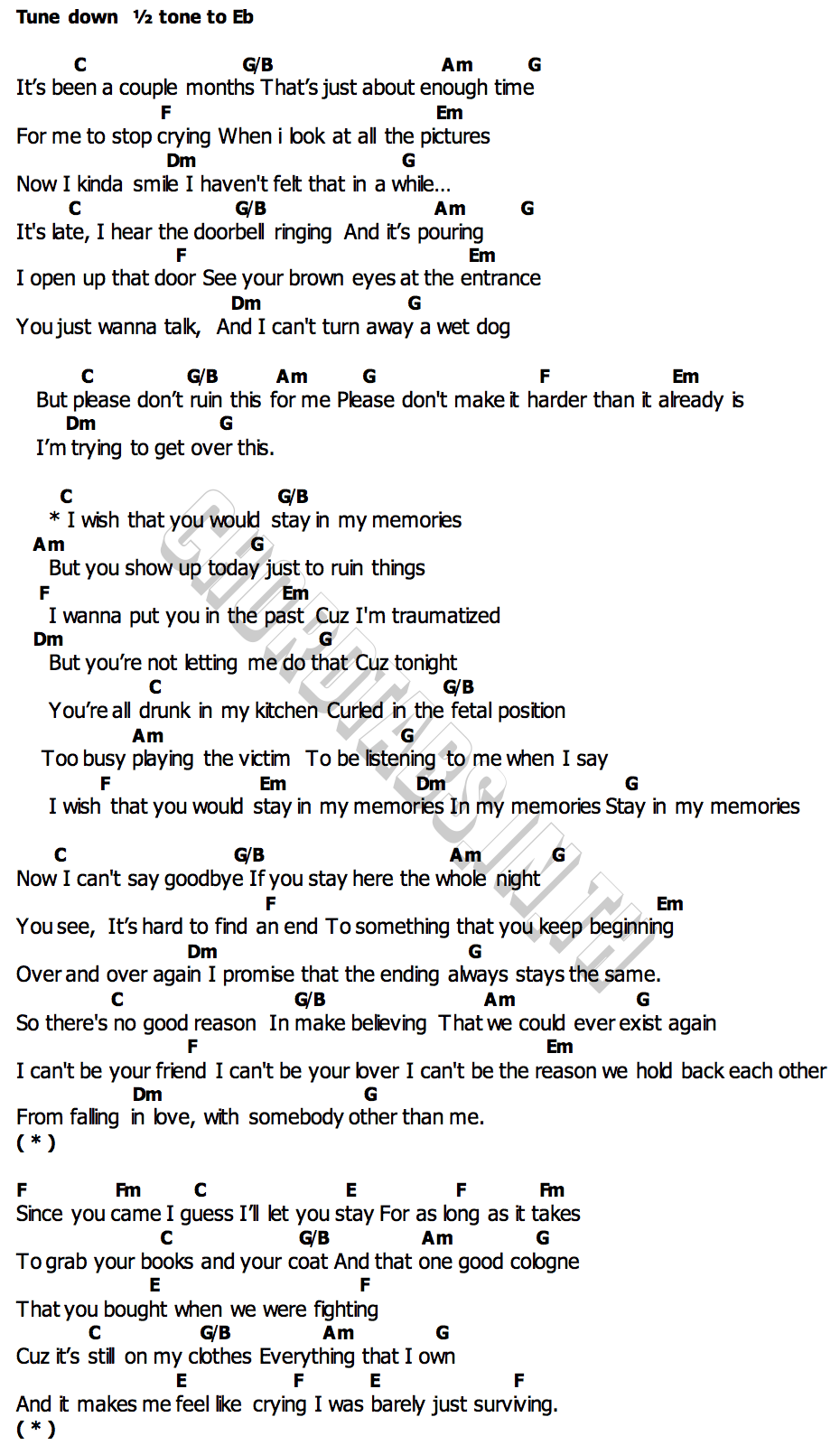 Memoriesคอร์ด คอร์ด Memories Conan Gray