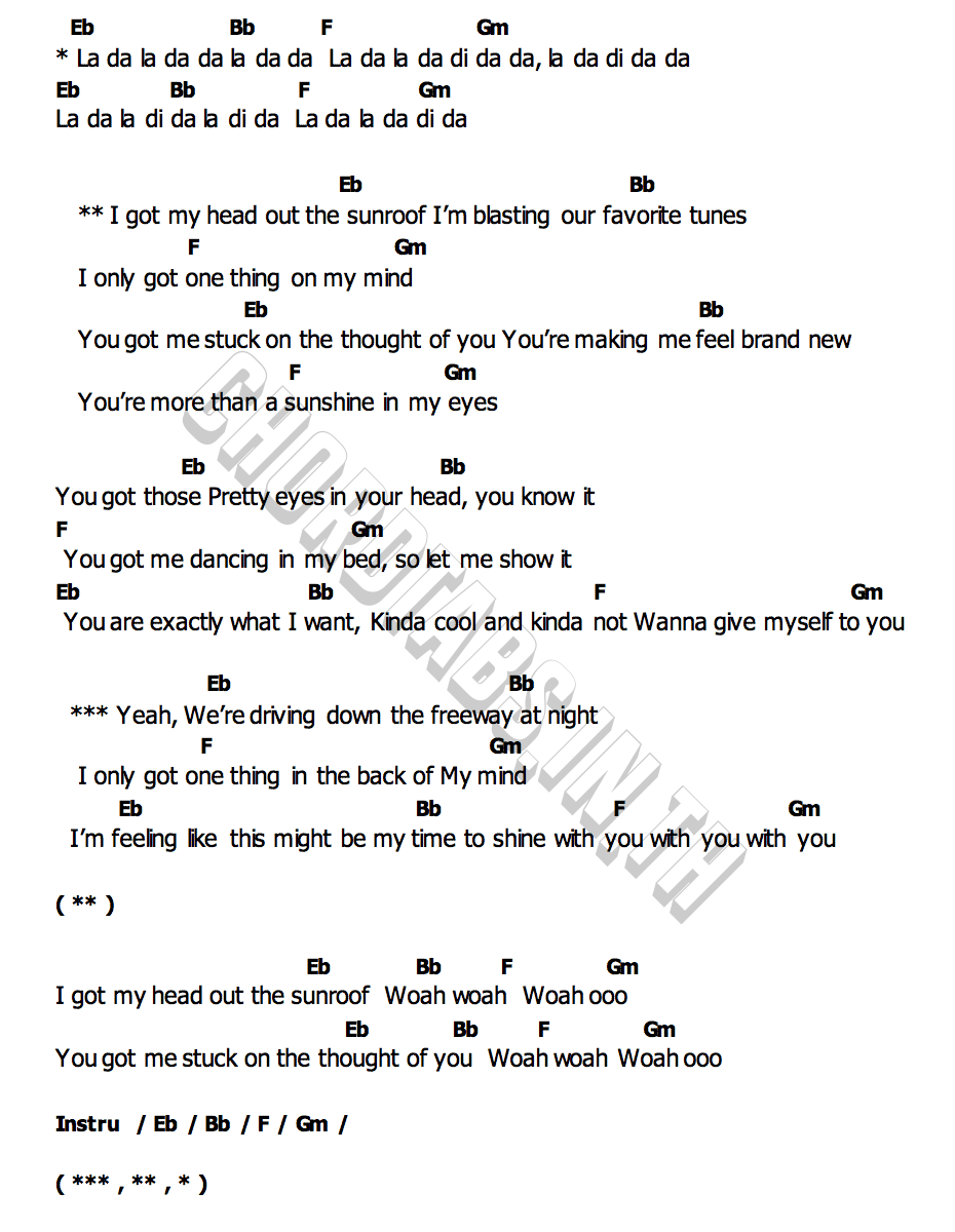 Sunroofคอร์ด คอร์ด Sunroof Nicky Youre dazy