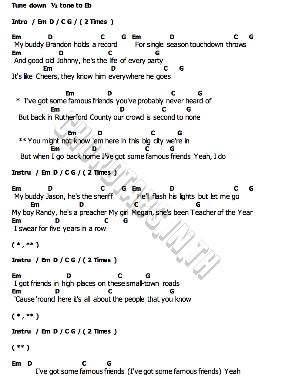 Famous Friendsคอร์ด คอร์ด Famous Friends Chris Young Kane Brown