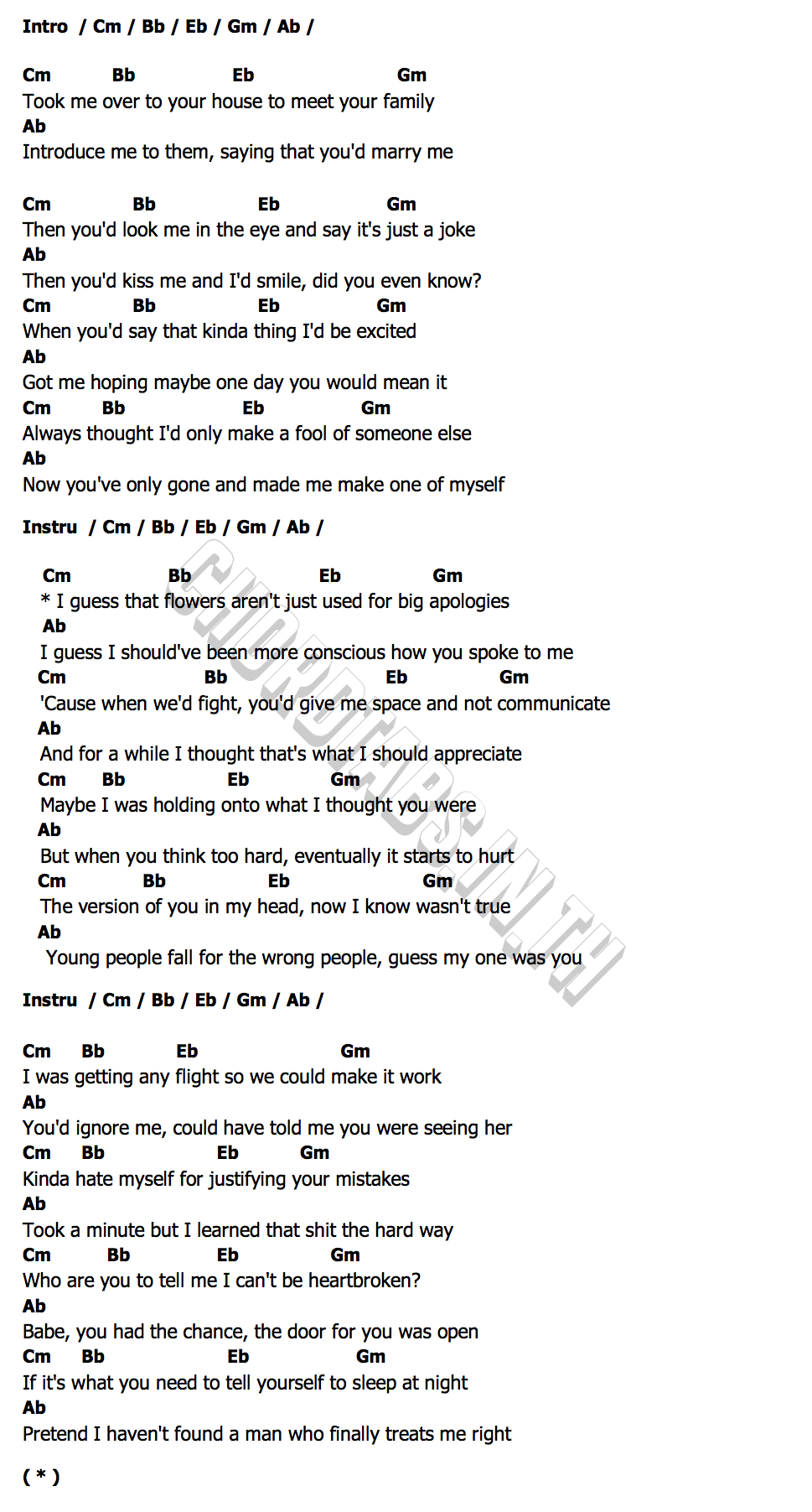 Flowersคอร์ด คอร์ด Flowers Lauren Spencer Smith