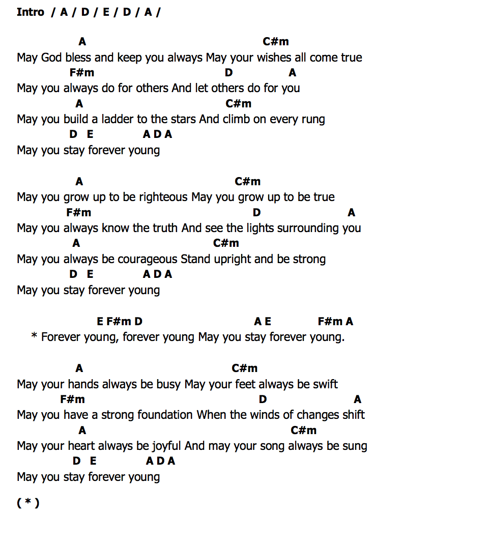 Forever Youngคอร์ด คอร์ด Forever Young Joan Baez