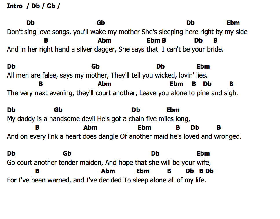 Silver Daggerคอร์ด คอร์ด Silver Dagger Joan Baez