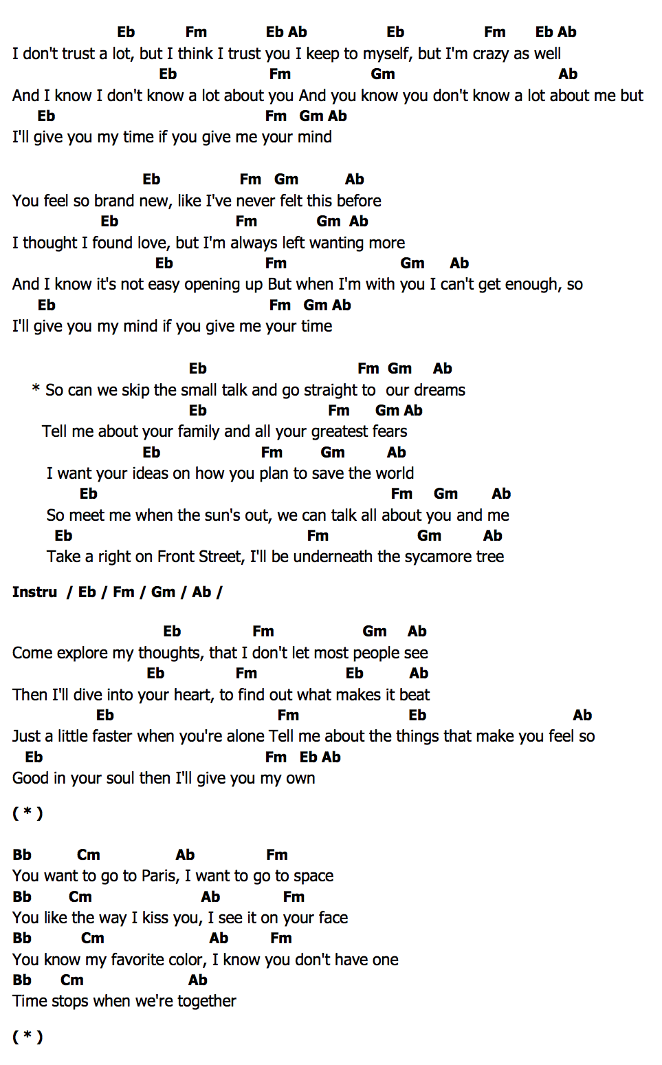 Sycamore Treeคอร์ด คอร์ด Sycamore Tree Ruth B.