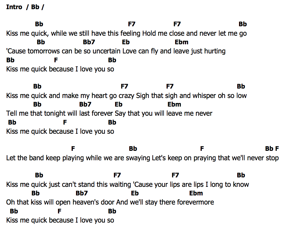Kiss Me Quickคอร์ด คอร์ด Kiss Me Quick Elvis Presley