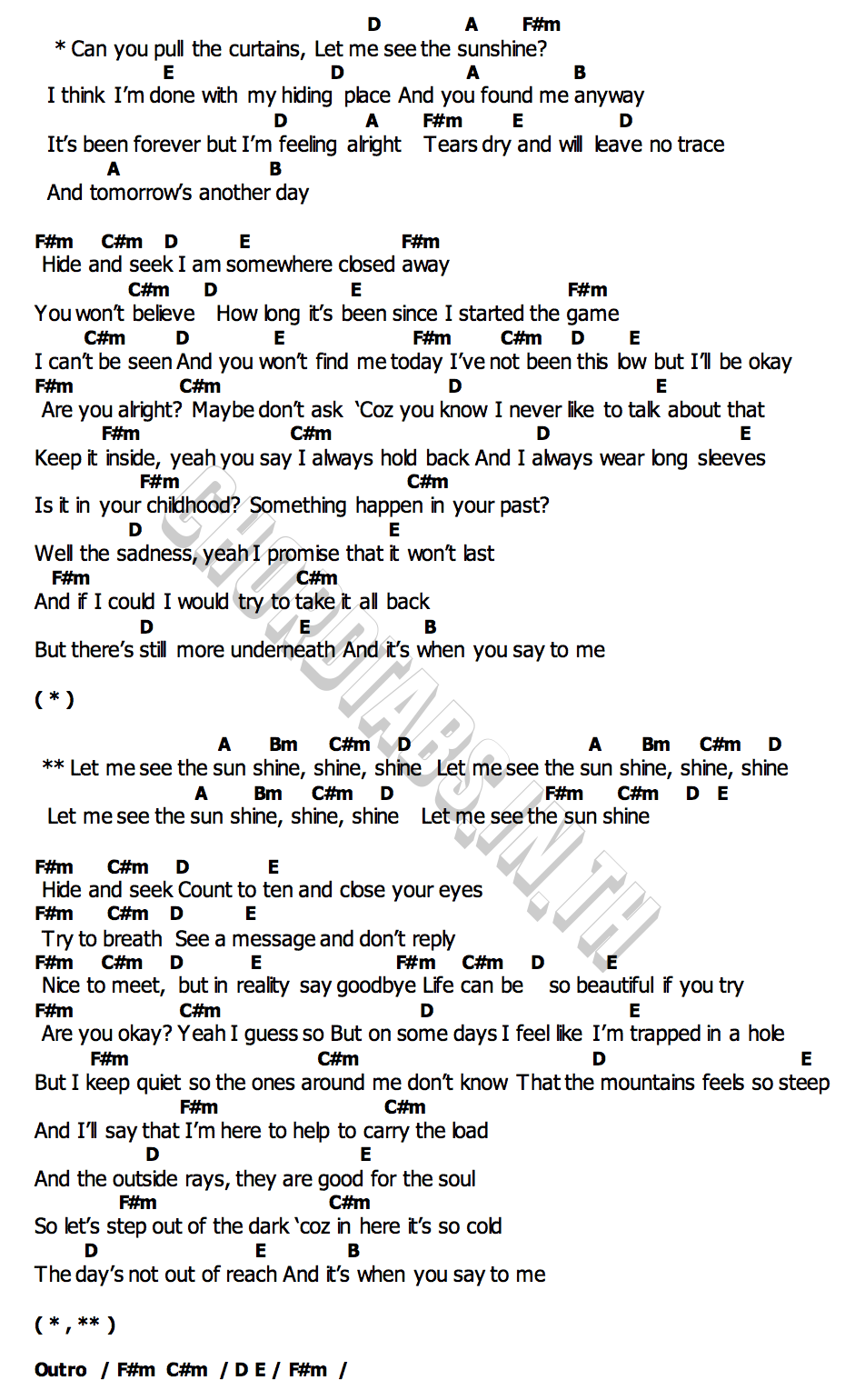 Curtainsคอร์ด คอร์ด Curtains Ed Sheeran