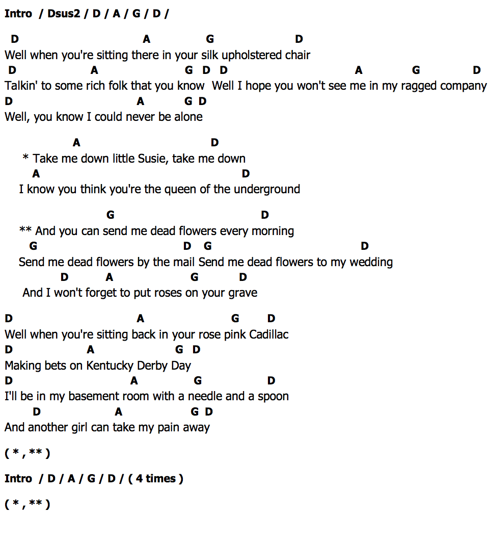 Dead Flowersคอร์ด คอร์ด Dead Flowers The Rolling Stones