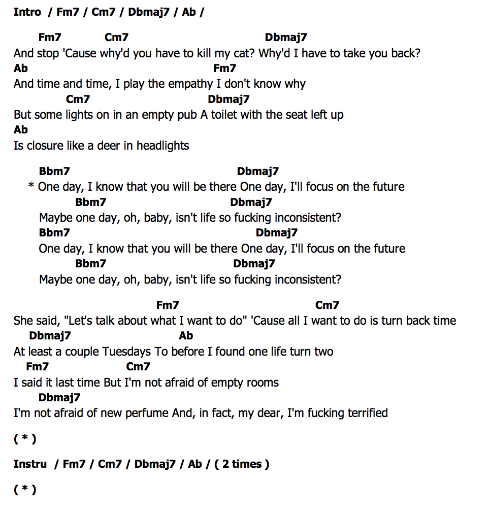 One Dayคอร์ด คอร์ด One Day Lovejoy