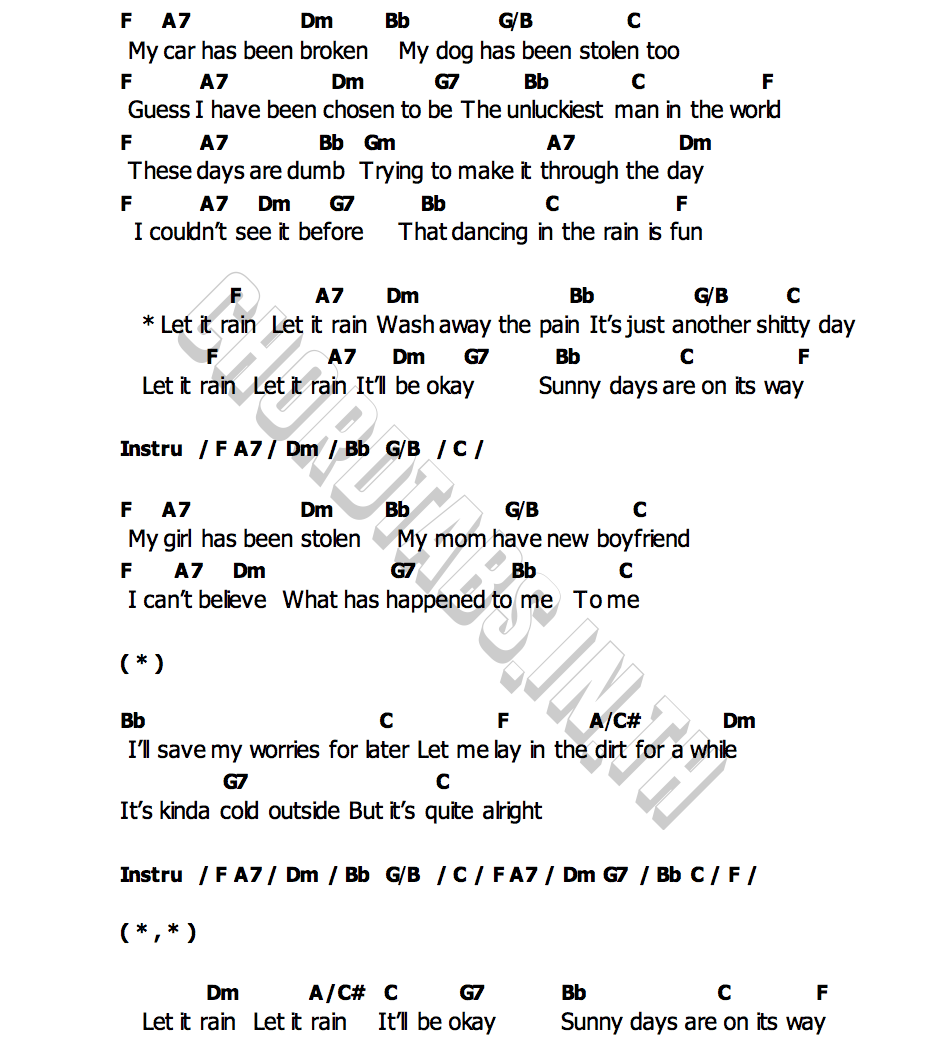 Let It Rainคอร์ด คอร์ด Let It Rain HYBS x GANGGA