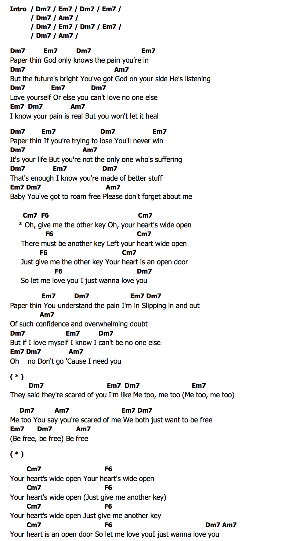 Paper Thinคอร์ด คอร์ด Paper Thin Lianne La Havas