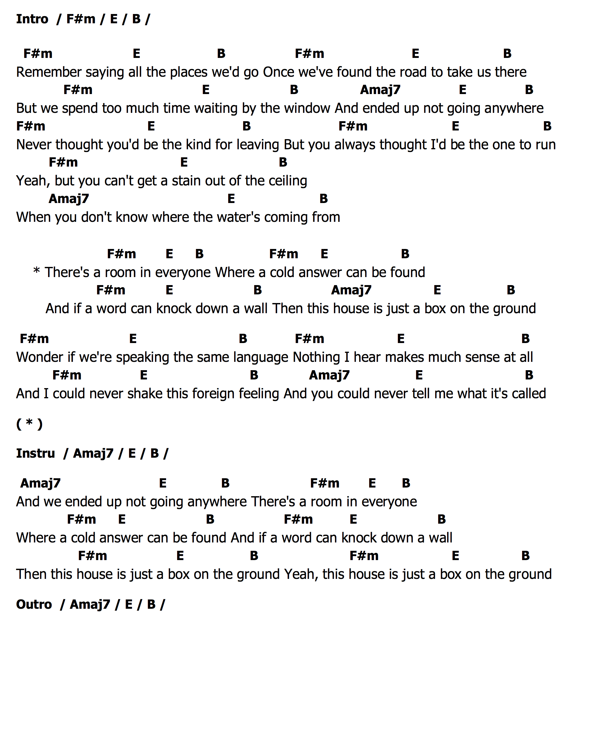 Cold Answerคอร์ด คอร์ด Cold Answer Matthew Perryman Jones