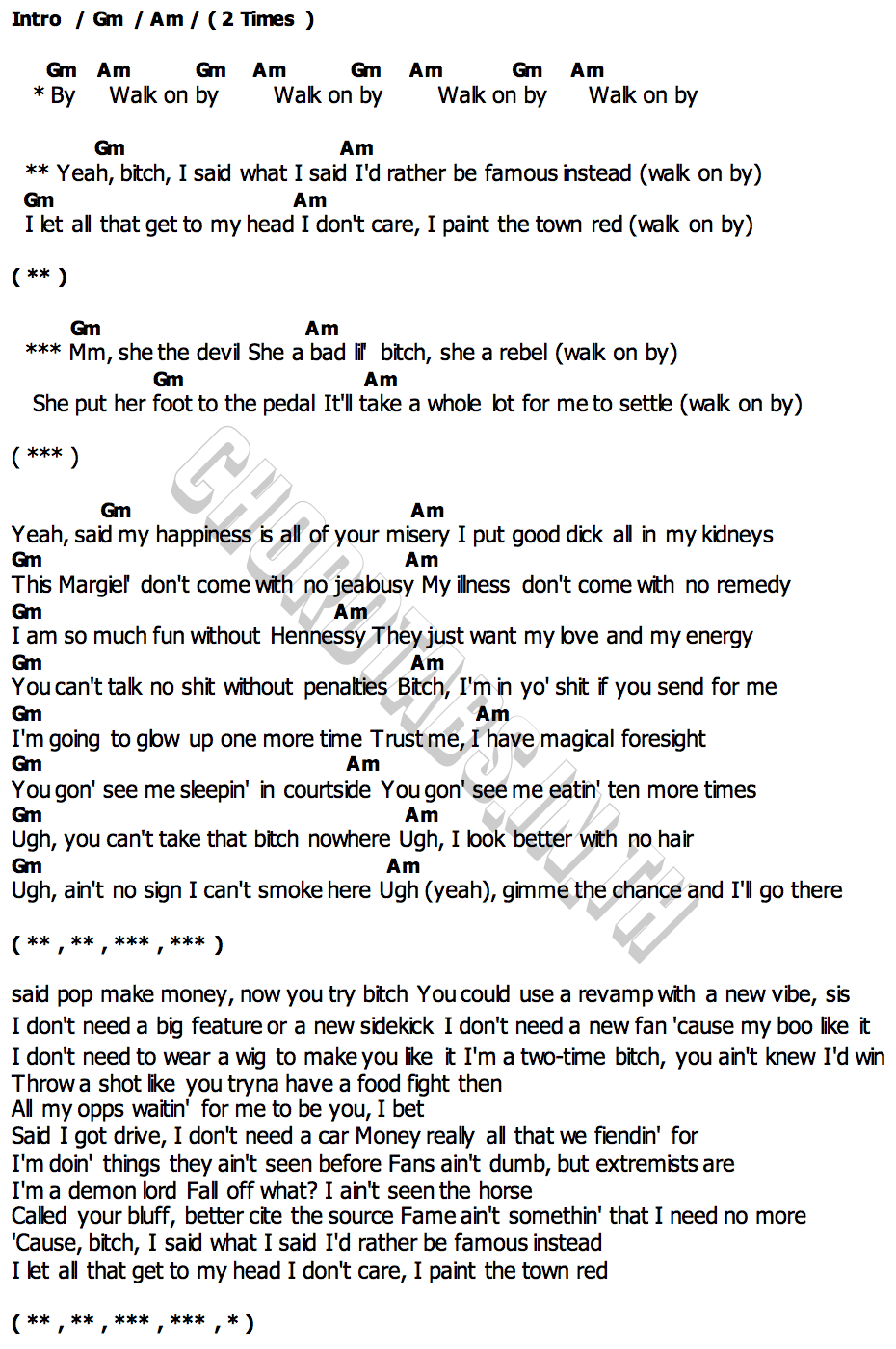 Paint The Town Redคอร์ด คอร์ด Paint The Town Red Doja Cat