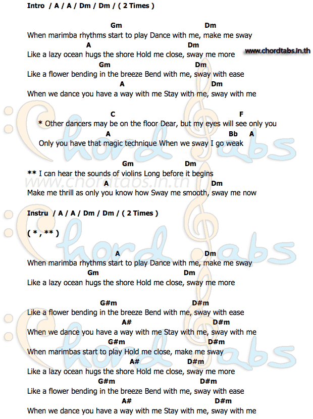 Swayคอร์ด คอร์ด Sway Michael Buble